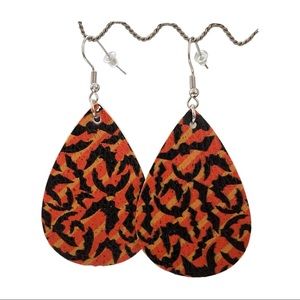 Flying Batty Leather Earrings